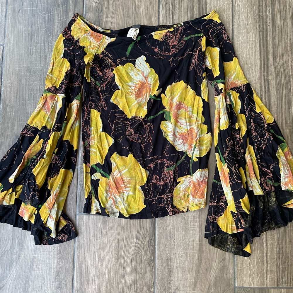 Free People Off the Shoulder Bell Sleeve Top